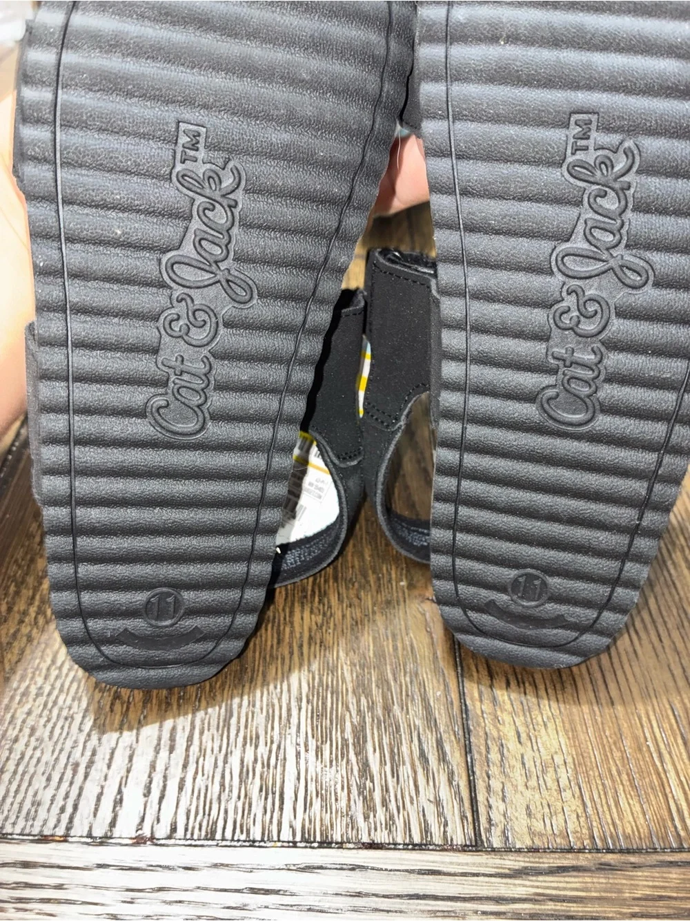 Cat & Jack Black Kids' Adjustable Hook-and-Loop Sandals